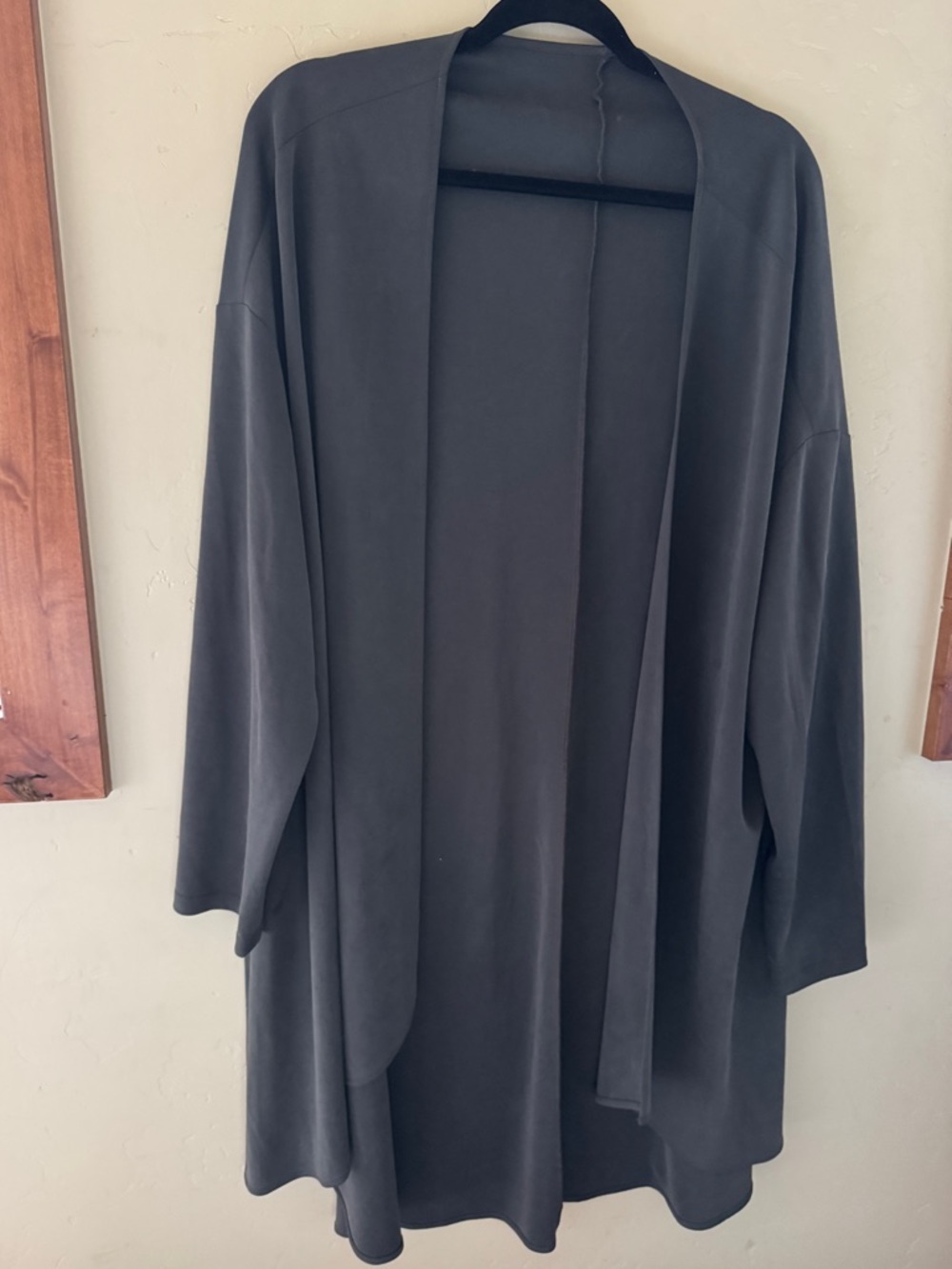 Lightweight Open Front Duster Cardigan - Charcoal Gray